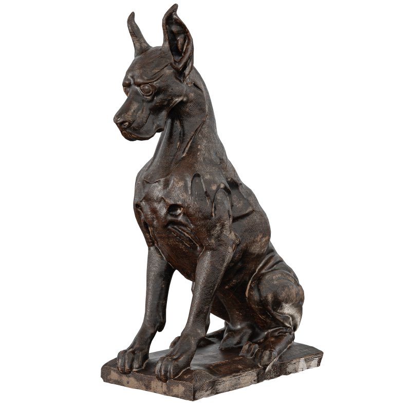 wooden dog Statue 01 - Image 3