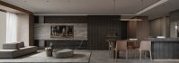 Modern living room and dining room bedroom interior scene - Thumbnail 2