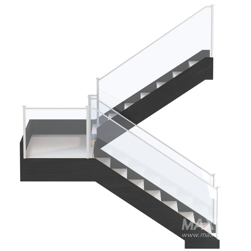 Modern Stone Stair with Framed Glass Railing - Image 2