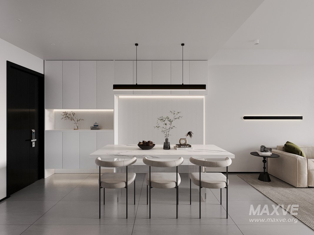 Modern living room and dining room interior scene - Image 1