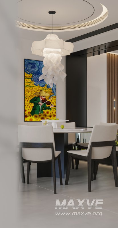 Modern living room and dining room interior scene - Image 8