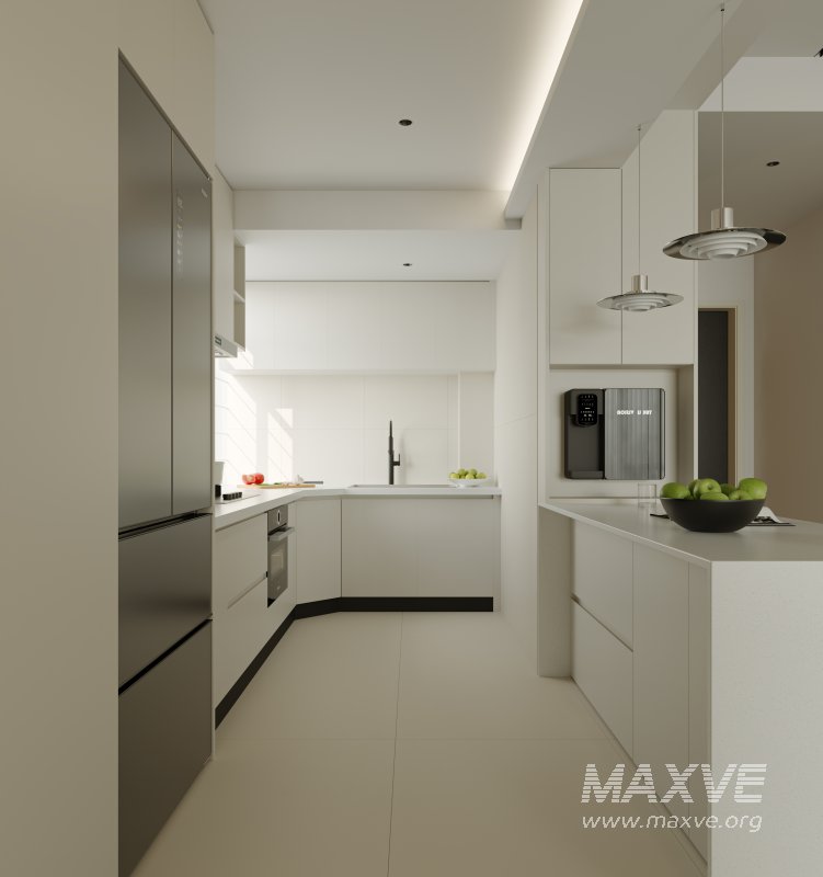 Modern living room and dining room kitchen interior scene - Image 7