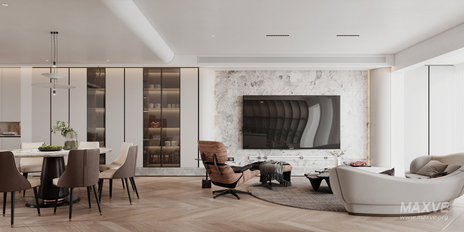 Modern living room and dining room interior scene - Image 4