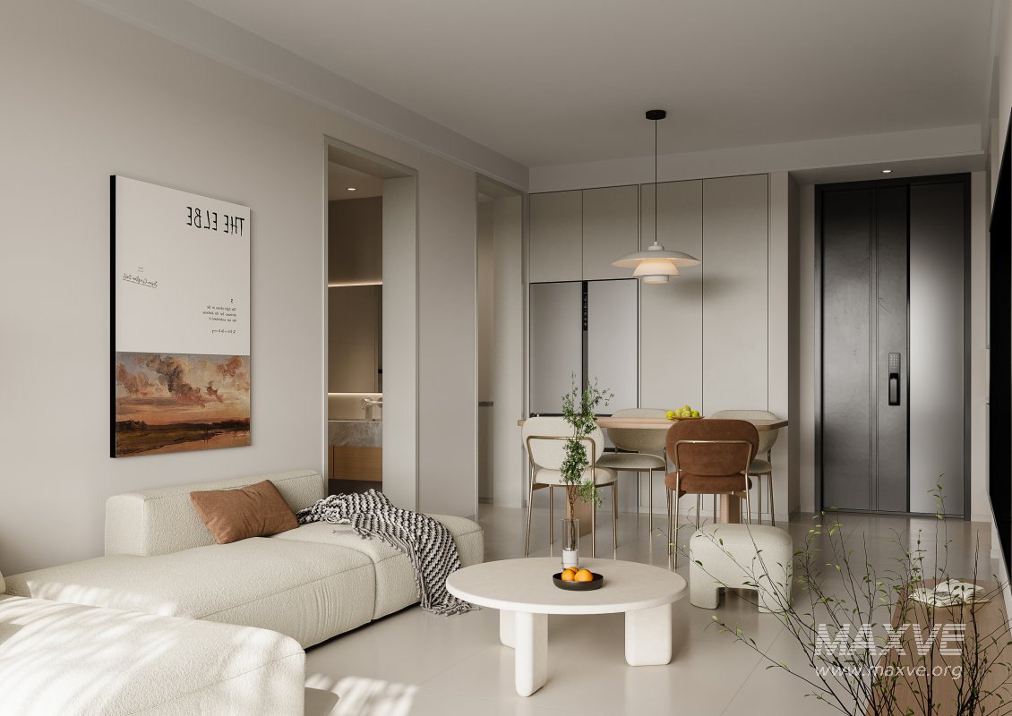 Modern living room and dining room interior scene - Image 2