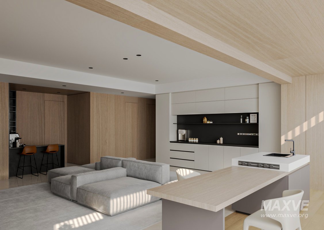 Modern living room and dining room interior scene - Image 1