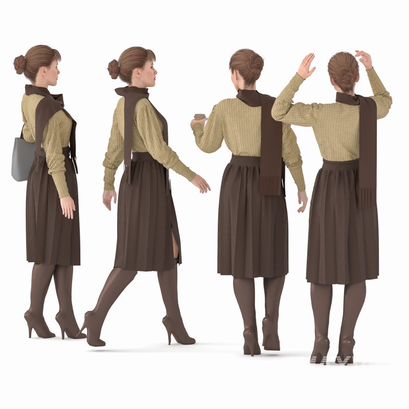 woman winter clothes in 4 poses - Image 3