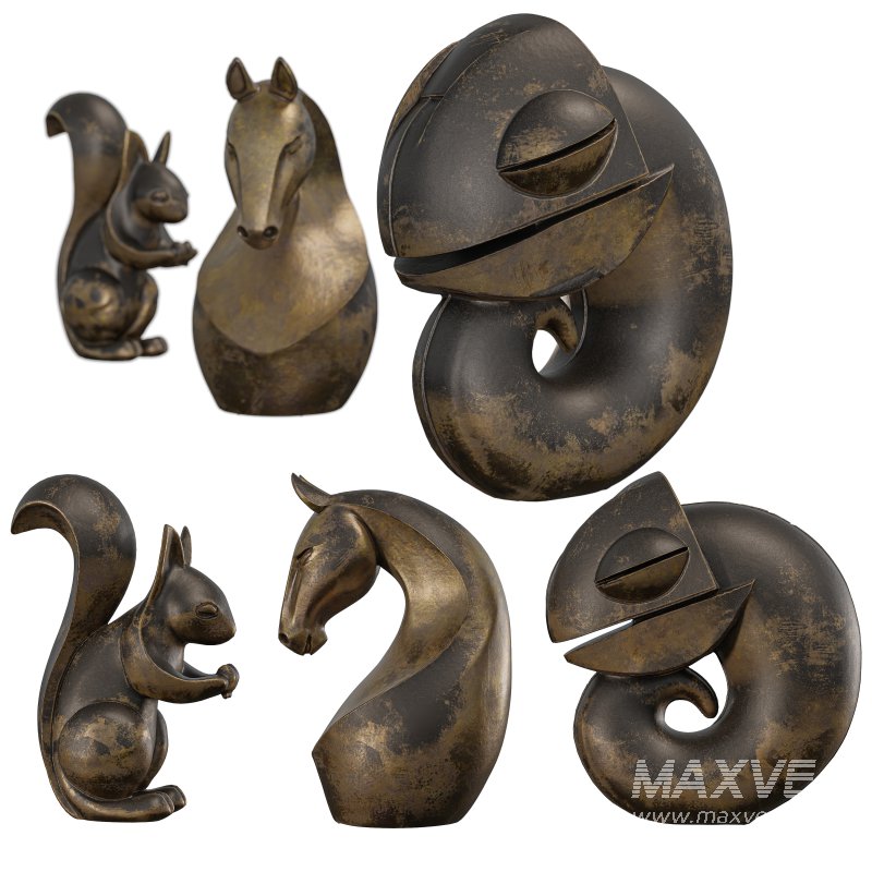 Animals_Squirrel_Horse_Chameleon_Statue - Image 6