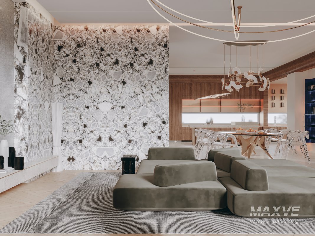 Modern living room and dining room interior scene - Image 7