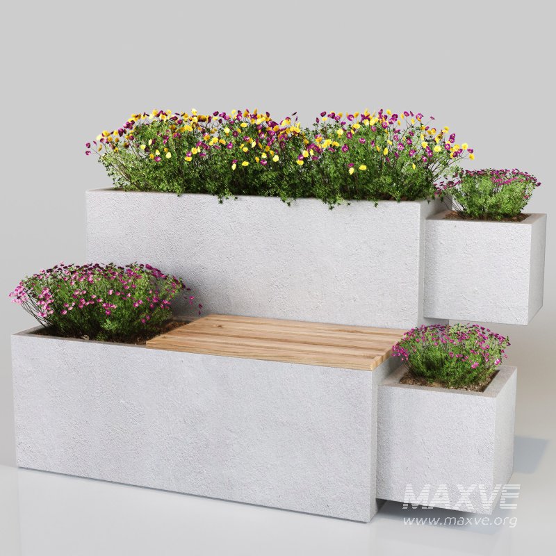Modern concrete planter bench - Image 2