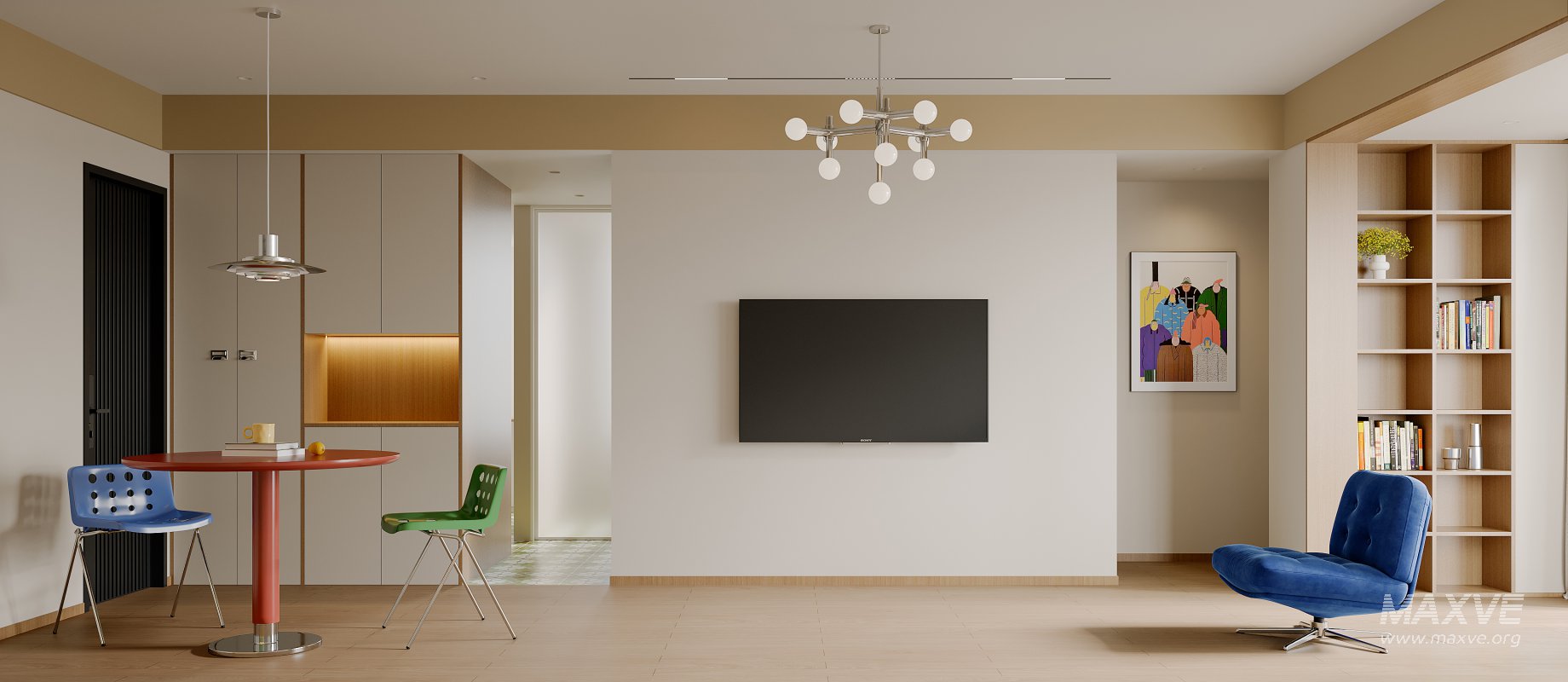 Modern living room and dining room interior scene - Image 2