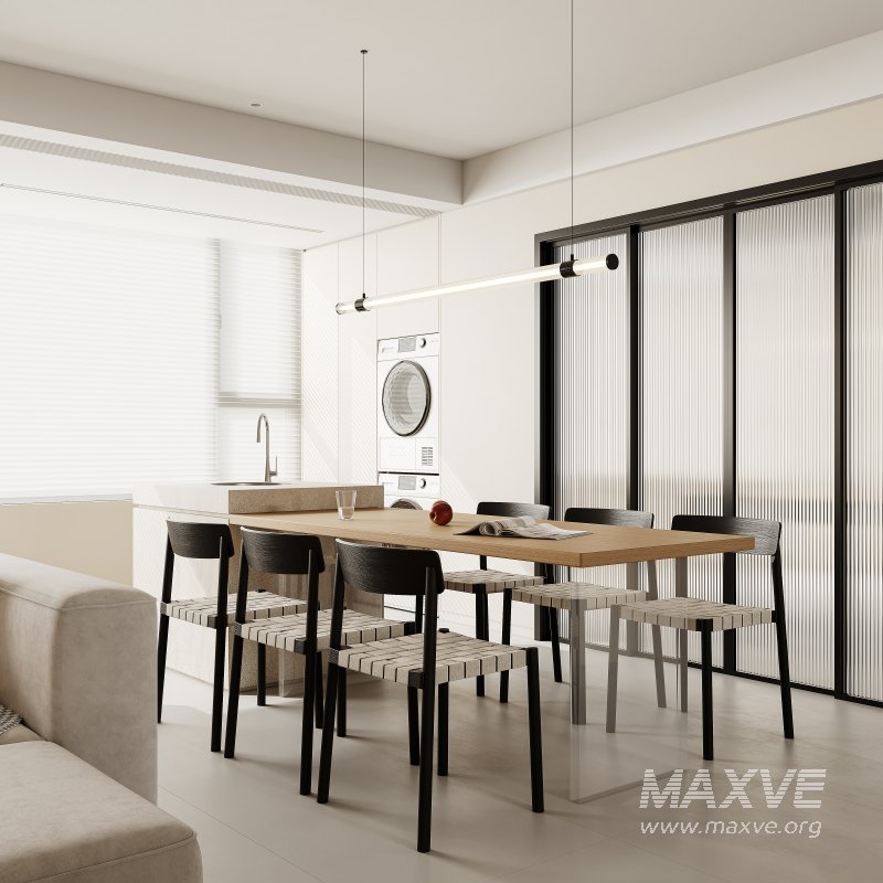 Modern living room and dining room interior scene - Image 7