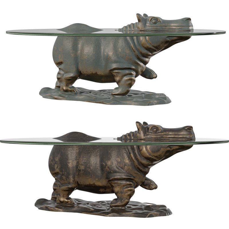 Playful Hippopotamus Coffee Table Whimsical Furniture - Image 2