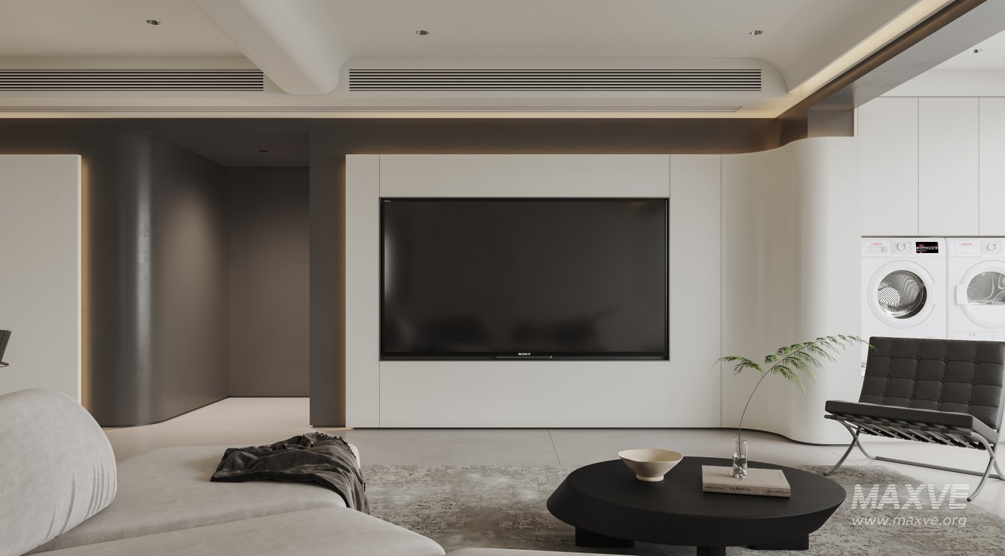 Modern living room and dining room interior scene - Image 8