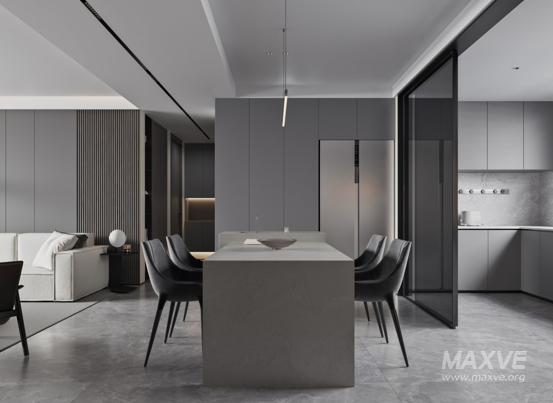 Modern living room and dining room interior scene - Image 3