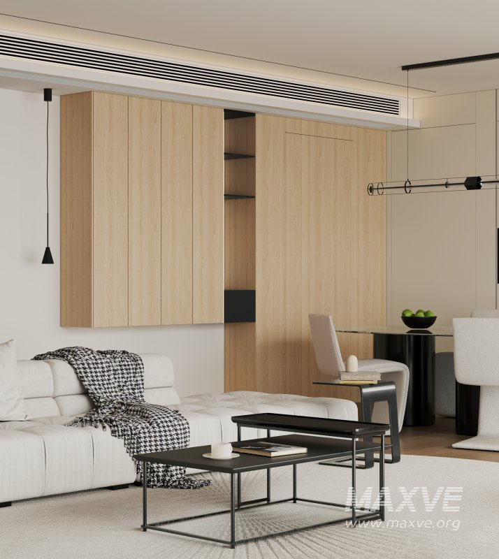 Modern living room and dining room interior scene - Image 2