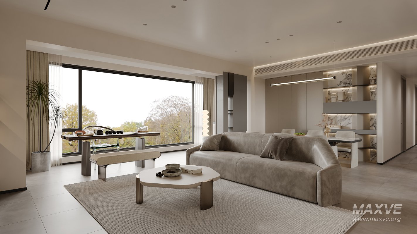 Modern living room and dining room interior scene - Image 8