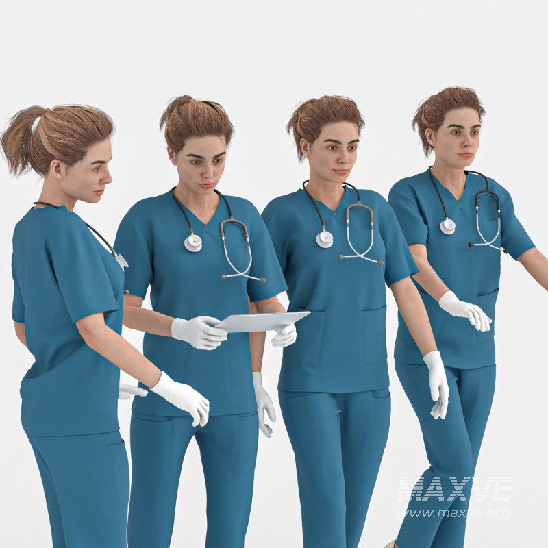 Nurse Woman in 04 Poses - Image 2