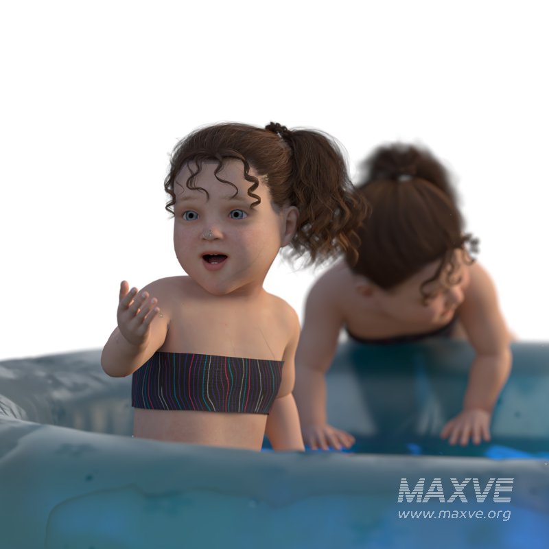 Kid Girl in Inflatable pool 04 Poses - Image 2