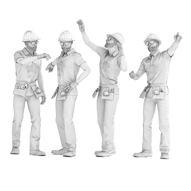 Engineer man with tools 04 poses - Image 1