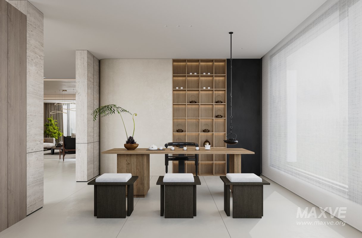Modern living room and dining room interior scene - Image 2
