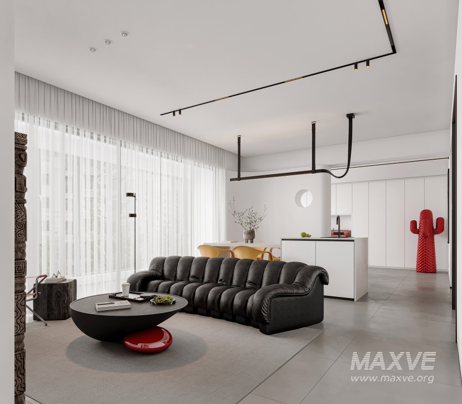Modern living room and dining room interior scene - Image 10