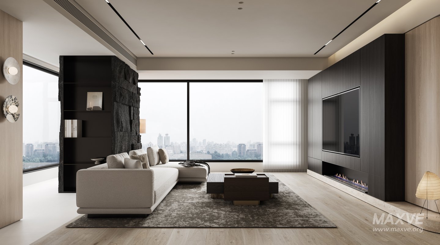 Modern living room and dining room interior scene - Image 7