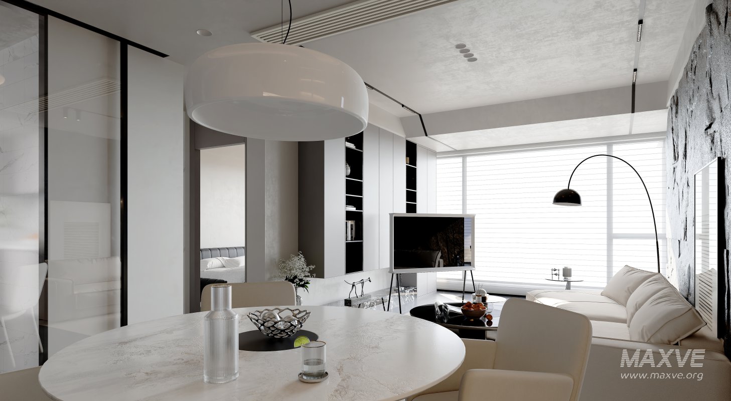 Modern living room and dining room interior scene - Image 3