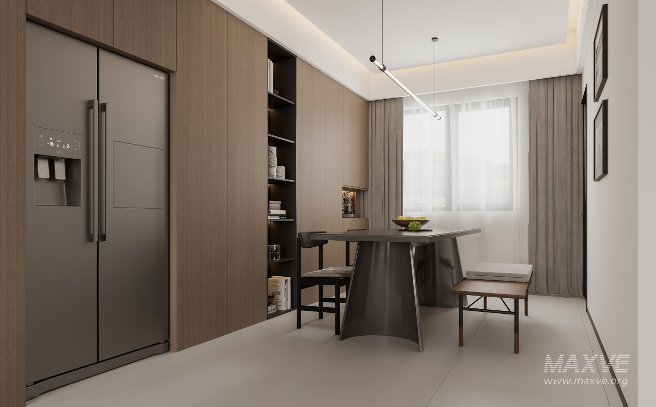 Modern living room and dining room interior scene - Image 1