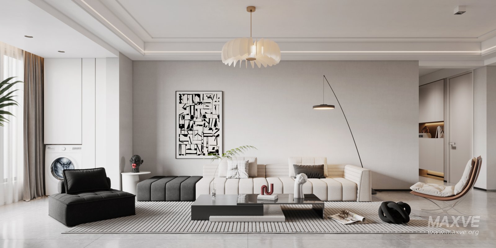 Modern living room and dining room interior scene - Image 3