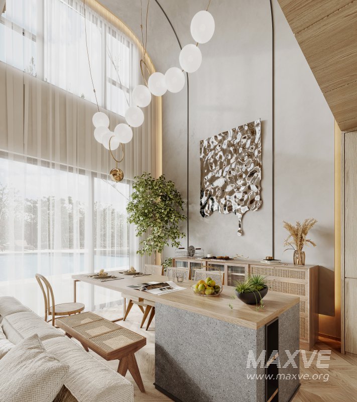 Modern living room and dining room interior scene - Image 3