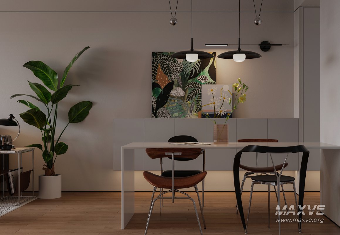 Modern living room and dining room interior scene - Image 2