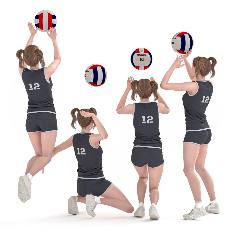 Vollyball Woman in 04 Poses - Image 4