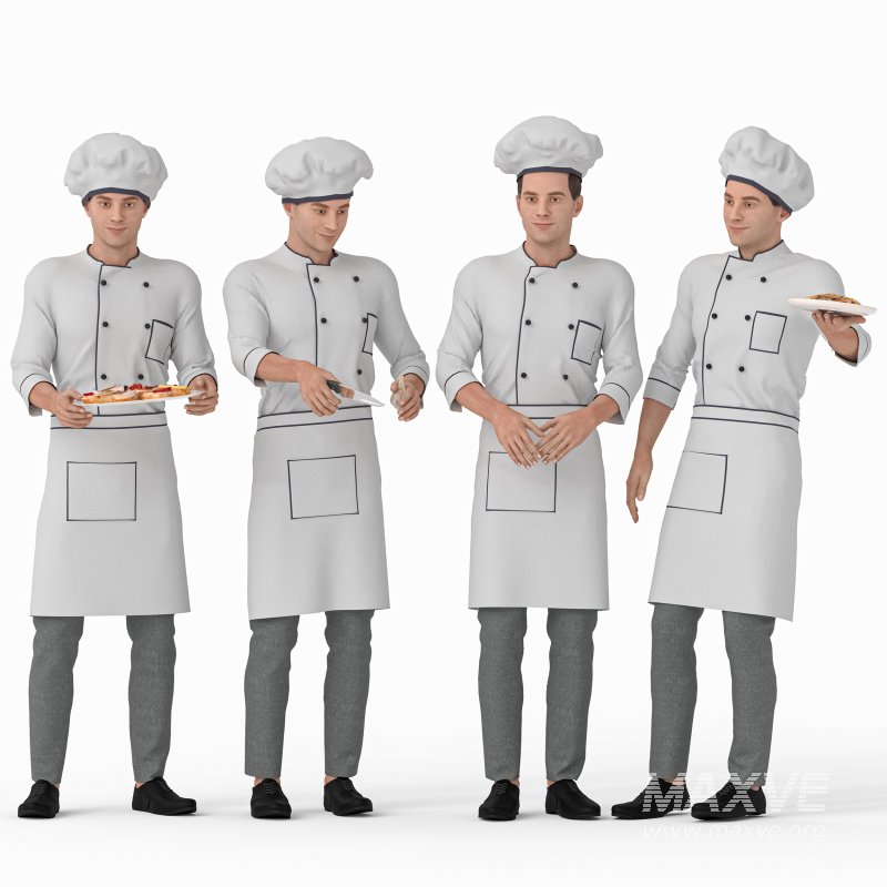 Chef Man in restaurant 04 poses - Image 5