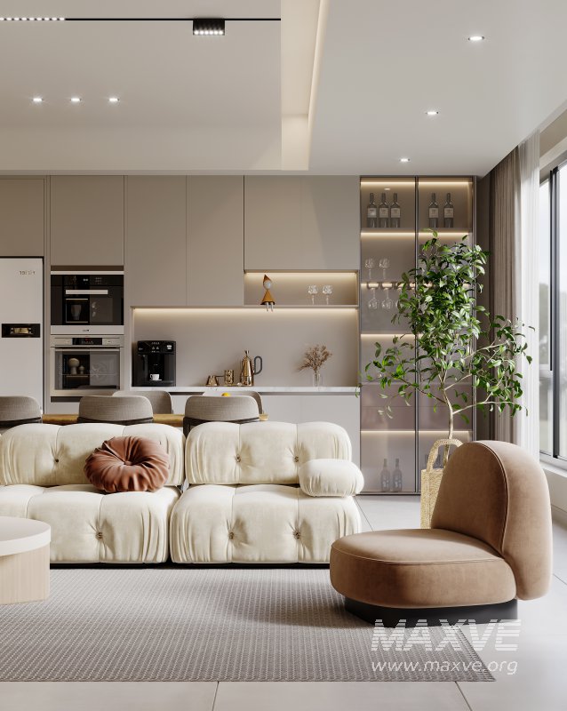 Modern living room and dining room interior scene - Image 4