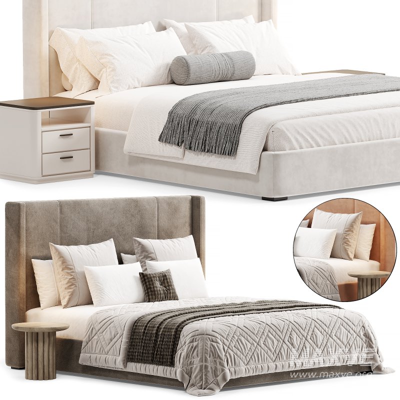 Bed With High Headboard Norman By Lavsit - Image 1