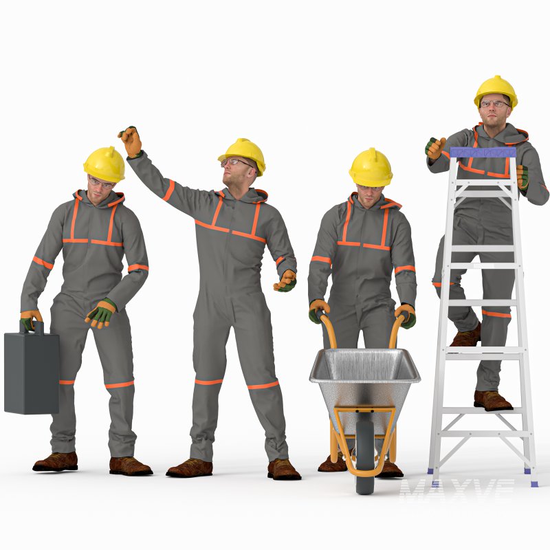 Worker labor man 04 poses - Image 5