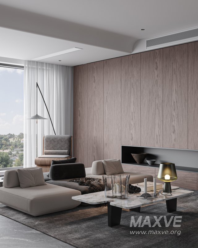 Modern living room and dining room interior scene - Image 7
