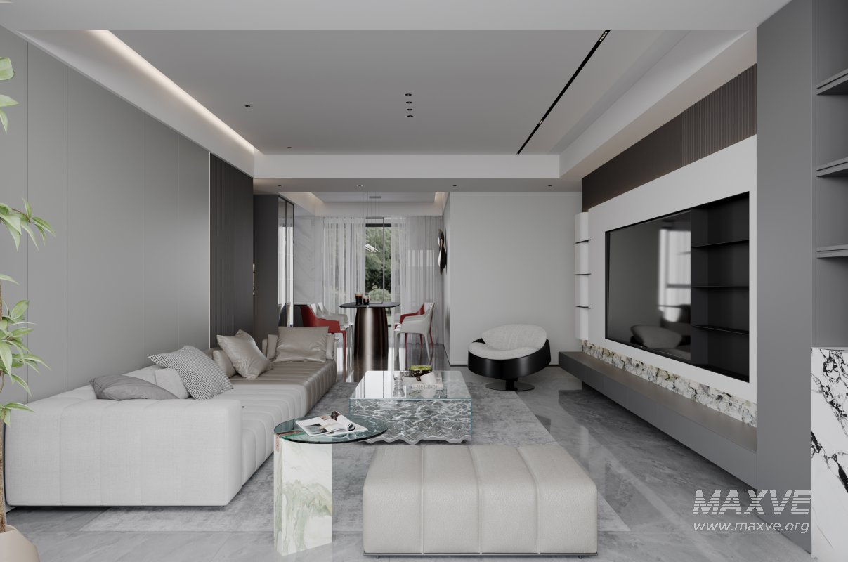 Modern living room and dining room interior scene - Image 6