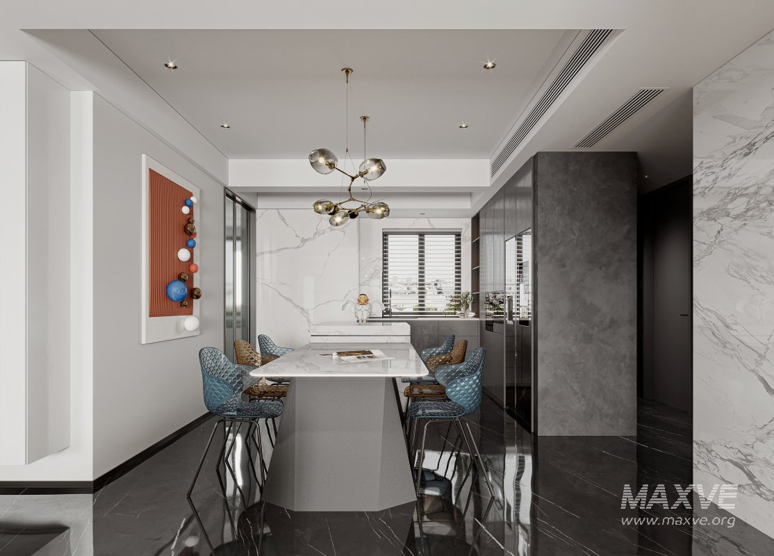 Modern living room and dining room interior scene - Image 4