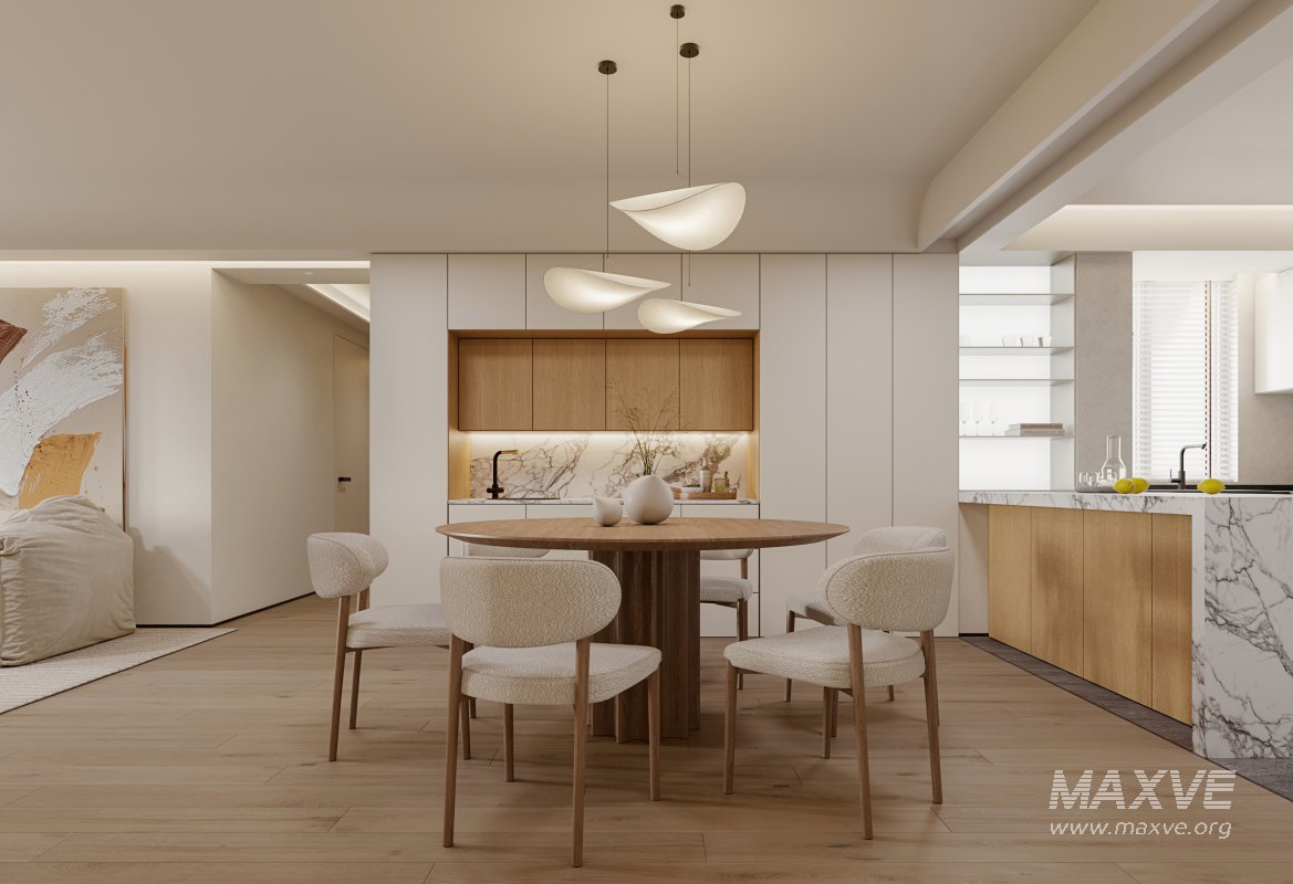 Modern living room and dining room interior scene - Image 2