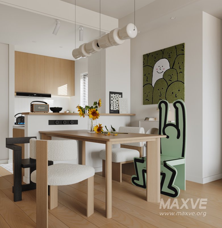 Modern living room and dining room interior scene - Image 1