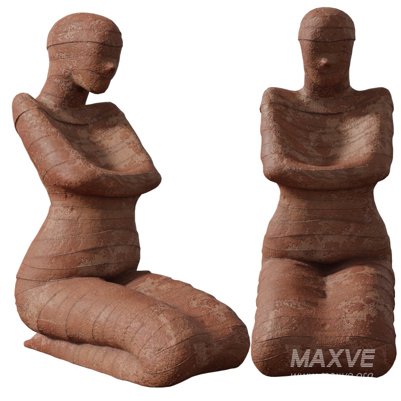 Seated Mummy Clay Statue - Image 2