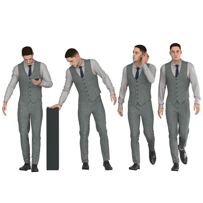 Office Man with coat vest in 04 poses - Image 3