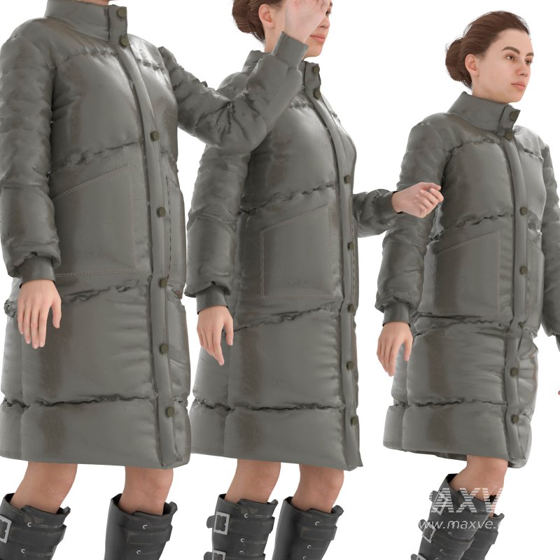 woman puffer jacket in 4 poses - Image 3