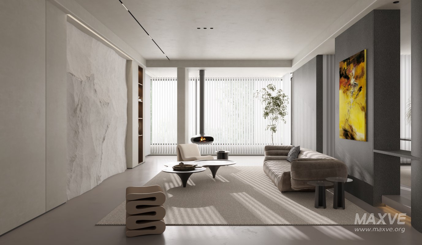 Modern living room and dining room interior scene - Image 13