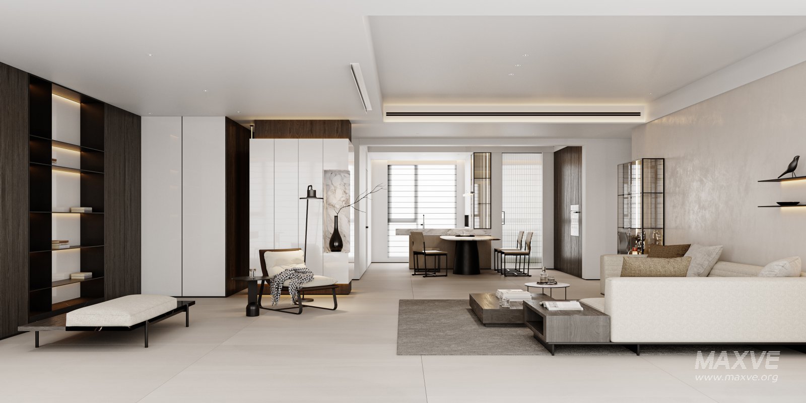 Modern living room and dining room interior scene - Image 1