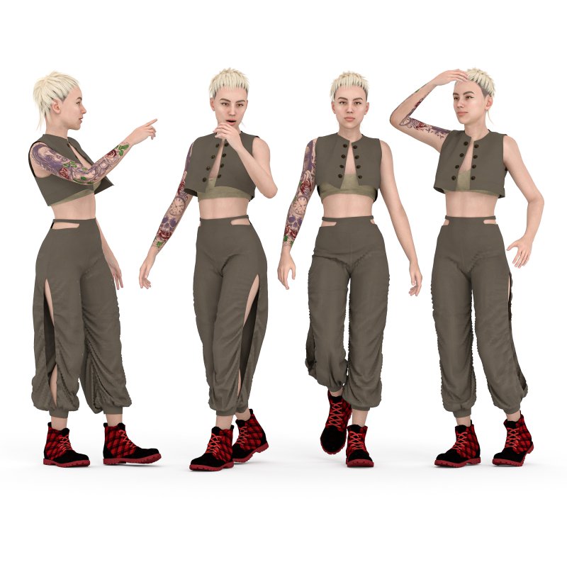 casual woman outfit in 4 poses - Image 3