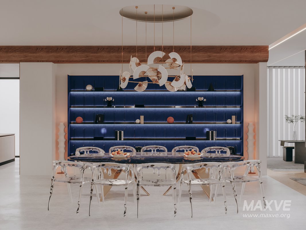 Modern living room and dining room interior scene - Image 1