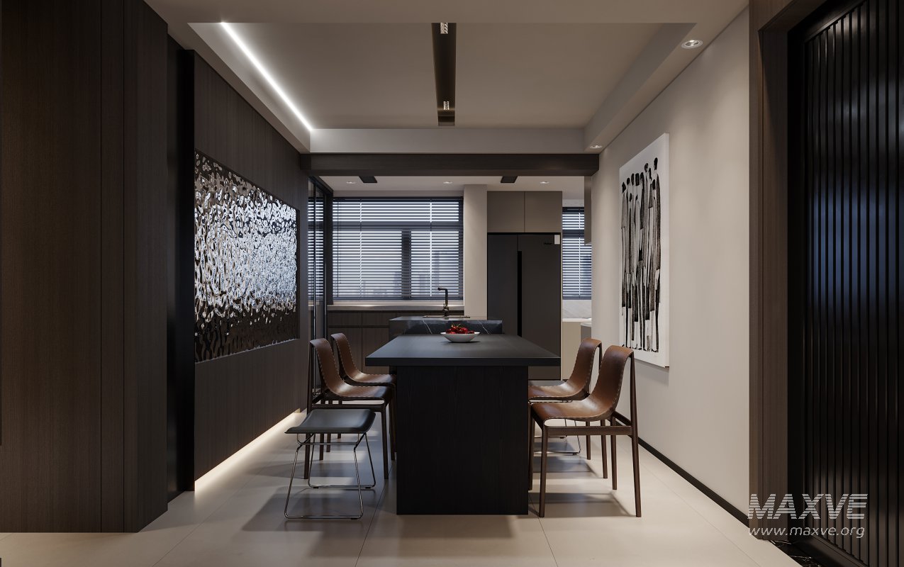 Modern living room and dining room interior scene - Image 1