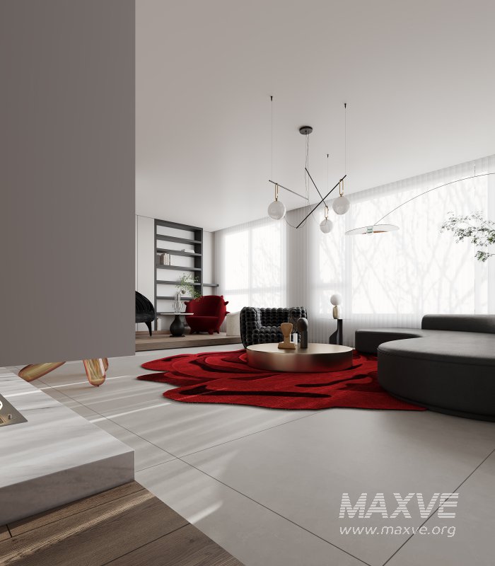Modern living room and dining room interior scene - Image 6
